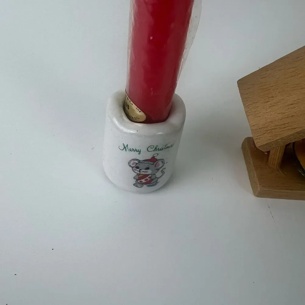 Vintage Mini Nativity Scene  Manger Wooden Christmas Ornament and candle/ holder